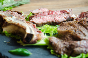 grilled steak black plate