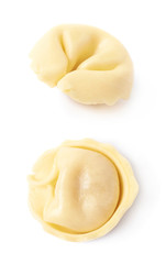 Single ravioli dumpling isolated