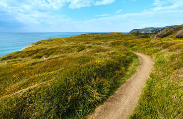 Summer ocean coastline view near Gorliz  town (Spain).