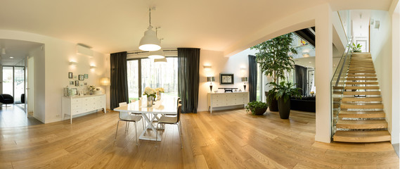 Obraz premium Luxurious interiors of contemporary house in 3d
