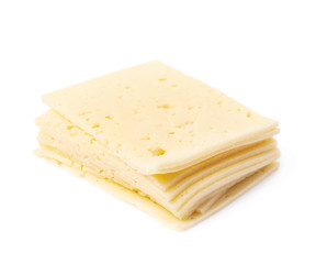 Pile of cheese slices isolated