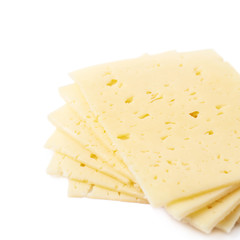 Pile of cheese slices isolated