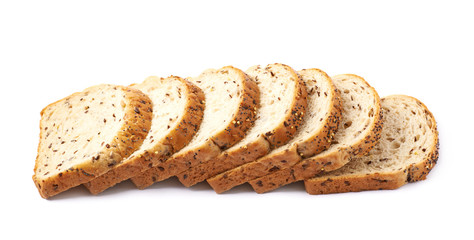 Sliced white bread loaf isolated