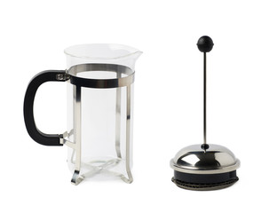 French press coffee pot isolated