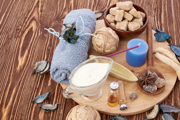 spa stuff on wooden background