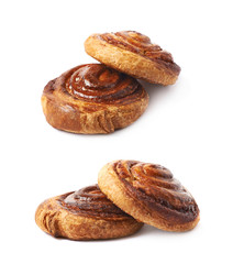 Cinnamon roll pastry bun isolated