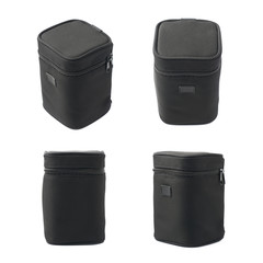 Black lens case bag isolated