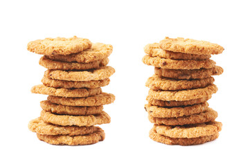 Pile stack of oatmeal cookies isolated