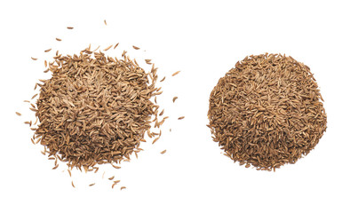 Pile of cumin seeds isolated