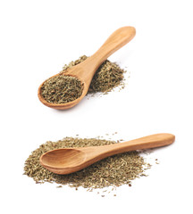 Spoon over the pile of thyme