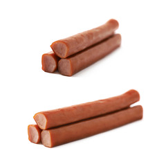 Meat sausage stick snack isolated