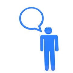 3d man with talk bubbles isolated over a white background. 3d rendering.