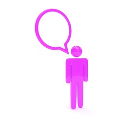3d man with talk bubbles isolated over a white background. 3d rendering.