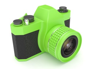 Retro camera isolated on white background. 3d rendering.