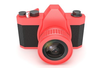 Retro camera isolated on  white background. 3d rendering.