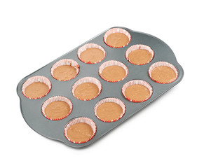 Metal muffin pan isolated