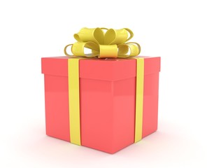 gift box with bows isolated on white. 3d rendering.