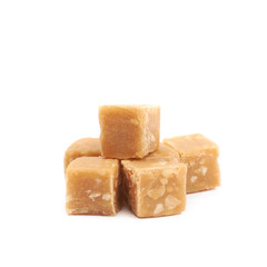 Toffee candy with nuts isolated