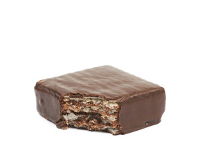 Chocolate waffle candy bar isolated