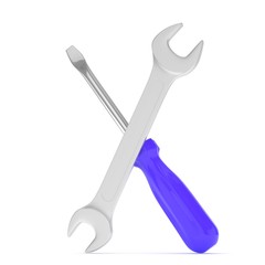 3D Illustration Wrench and screwdriver, service concept