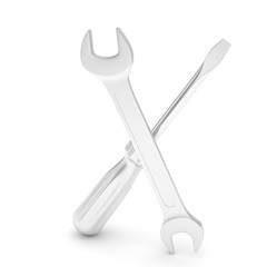 3D Illustration Wrench and screwdriver, service concept