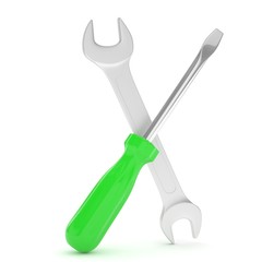 3D Illustration Wrench and screwdriver, service concept