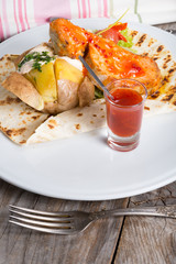 Steak with red chili sauce