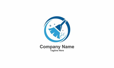 Tools Blue Cleaning Broom Logo