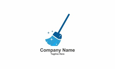 Tools Blue Cleaning Broom Logo