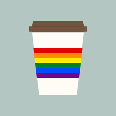 Coffee cup with LGBT flag,LGBT support symbol