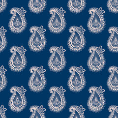 Floral background with indian ornament. Seamless pattern for  design wallpapers, pattern fills, web page backgrounds, surface textures.