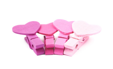 Heart shaped wooden peg isolated