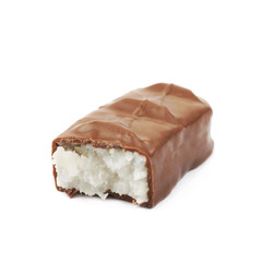 Coconut filled chocolate bar isolated