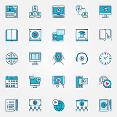 Online education flat icons