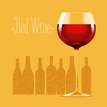 Glass of red wine vector illustration