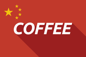 Long shadow China flag with    the text COFFEE