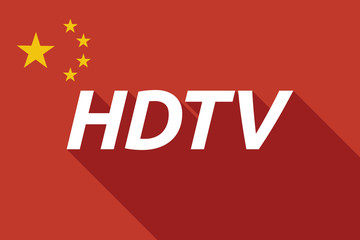 Long shadow China flag with    the text HDTV