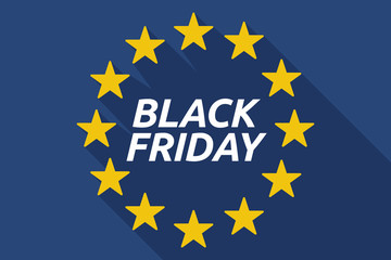 Long shadow European Union flag with    the text BLACK FRIDAY