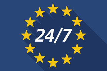 Long shadow European Union flag with    the text 24/7