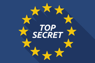 Long shadow European Union flag with    the text TOP SECRET