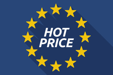 Long shadow European Union flag with    the text HOT PRICE