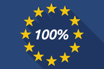 Long shadow European Union flag with    the text 100%