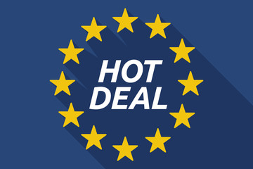 Long shadow European Union flag with    the text HOT DEAL