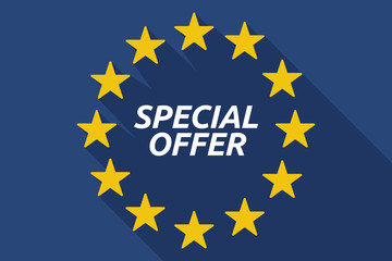 Long shadow European Union flag with    the text SPECIAL OFFER