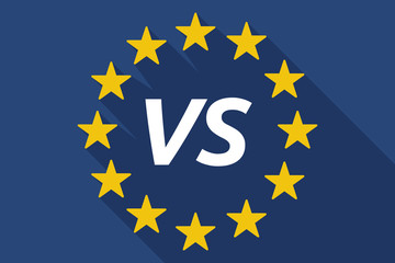 Long shadow European Union flag with    the text VS