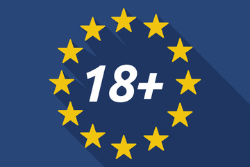 Long shadow European Union flag with    the text 18+