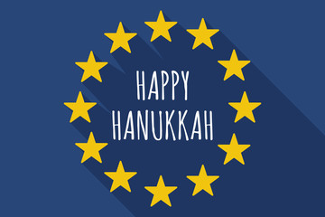 Long shadow European Union flag with    the text HAPPY HANUKKAH