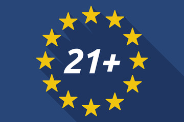 Long shadow European Union flag with    the text 21+