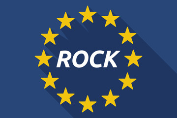 Long shadow European Union flag with    the text ROCK