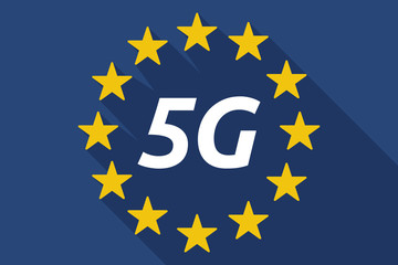 Long shadow European Union flag with    the text 5G